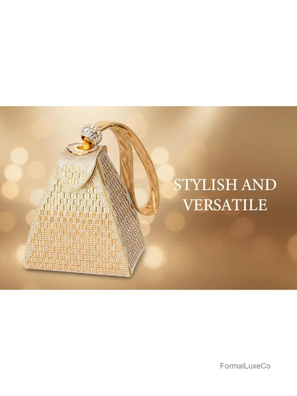 Rhinestone Clutch Evening Bag Pyramid Shape Sparkly Glitter Handbag